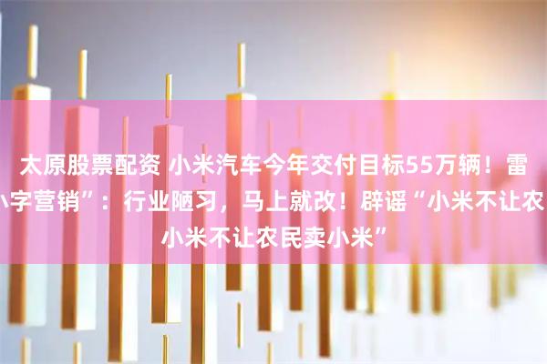 太原股票配資 小米汽車今年交付目標55萬輛！雷軍回應“小字營銷”：行業陋習，馬上就改！辟謠“小米不讓農民賣小米”