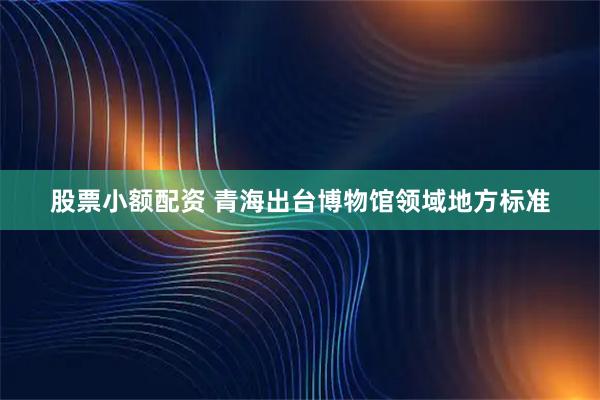 股票小額配資 青海出臺博物館領域地方標準